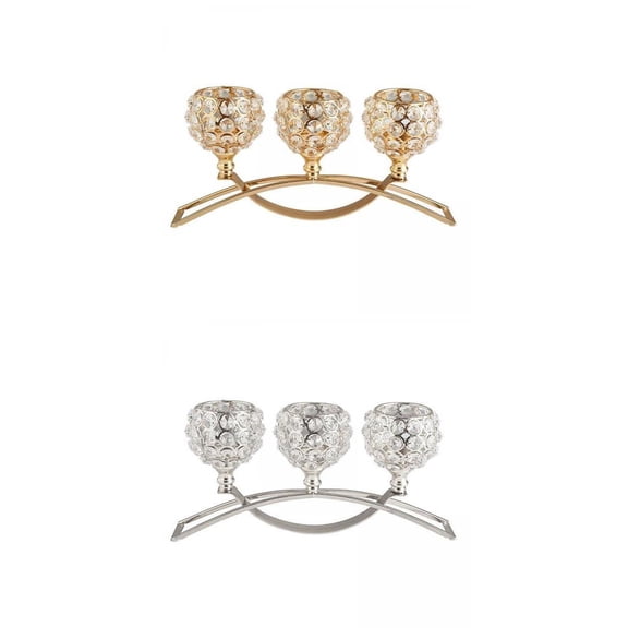 deevoka meriglare Set of 2 Crystal Candle 3 Arms Arch Ornament Home Wedding Decoration