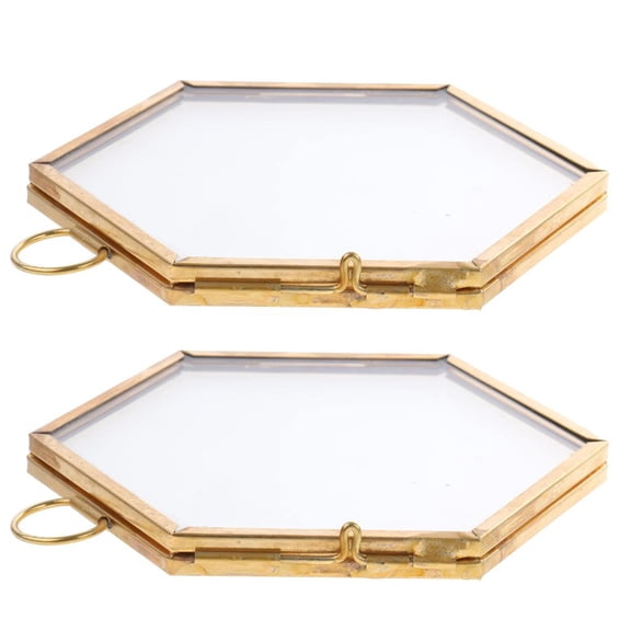 deevoka s wall hanging hexagon displayed picture frames copper