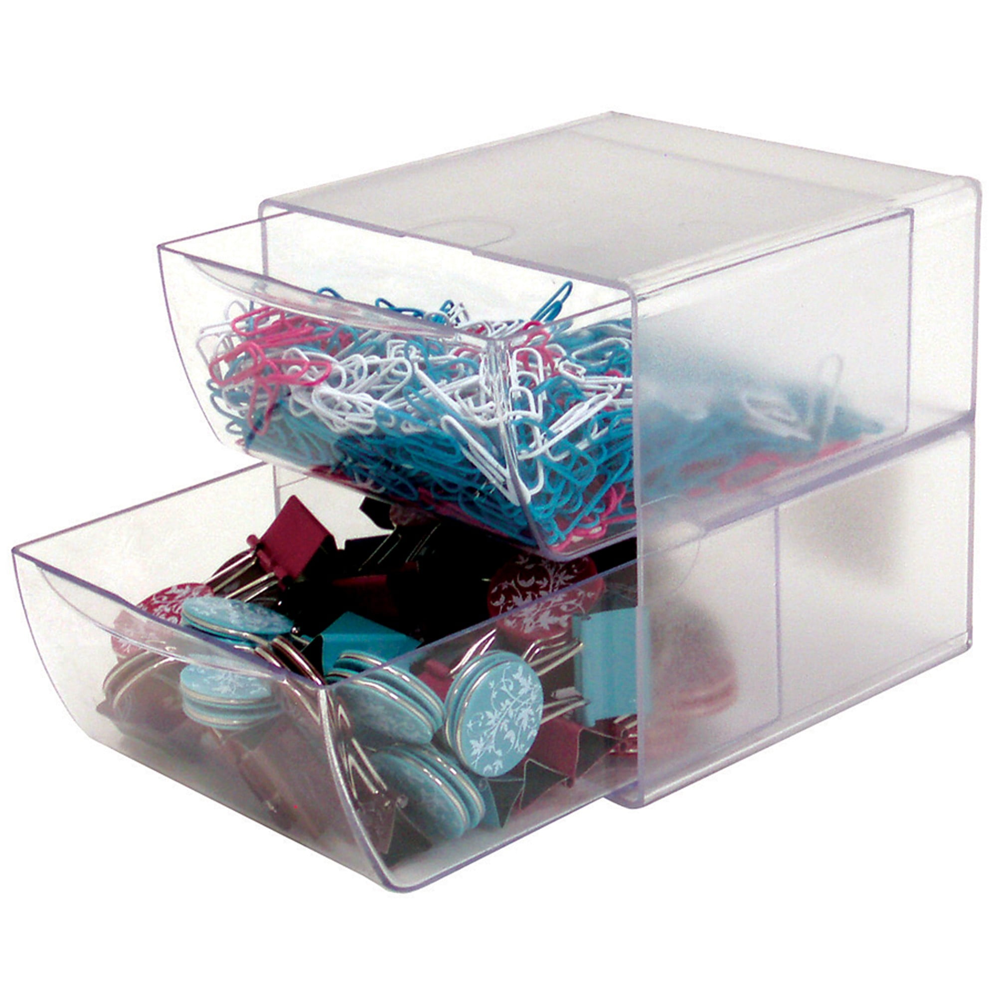 DEFLECTO deflect-o 2 Drawer Cube Organizer, Clear Plastic, 6 x 6 x 7 7/25