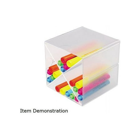 deflect-o Desk Cube w/X Dividers, Clear Plastic, 6 x 6 x 6