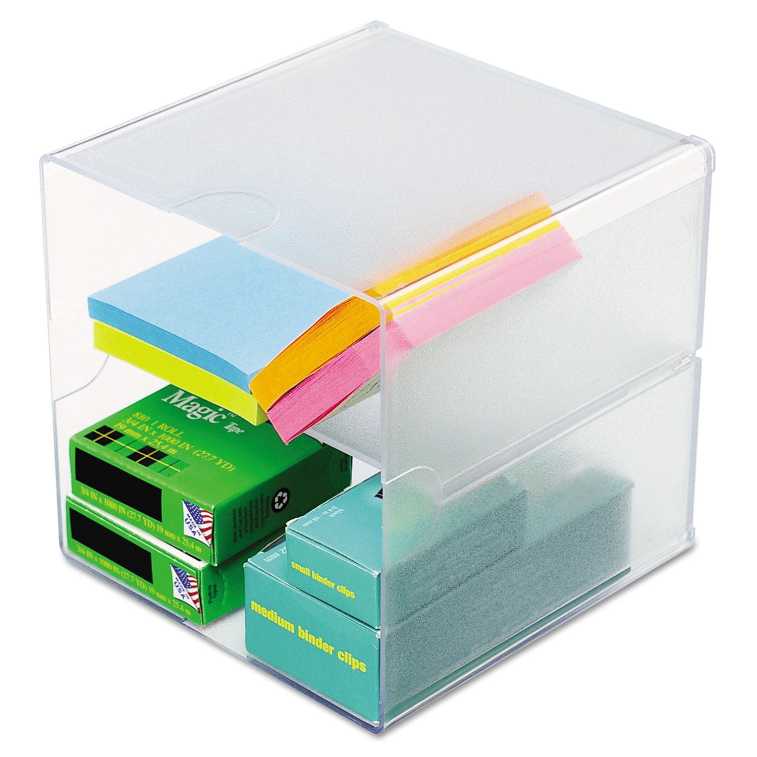 Clear Polystyrene Stackable Desk Drawer Organizer with 4 Compartments