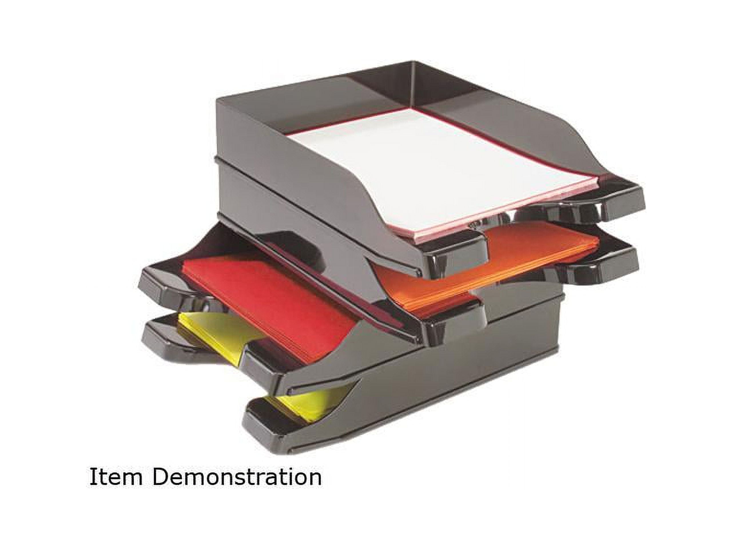 deflecto Docutray Multi-Directional Stacking Tray Set, Two Tier, Polystyrene, Black