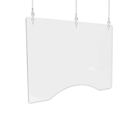 deflecto Hanging Barrier, 35.75" x 24", Acrylic, Clear, 2/Carton -DEFPBCHA3624