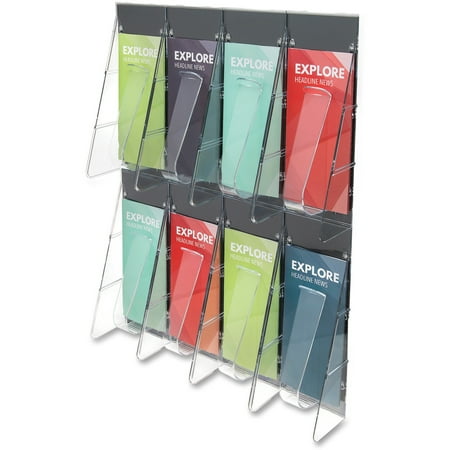 deflecto Multi-Pocket Wall-Mount Literature Systems, 18 1/4w x 23 3/4h, Clear/Black