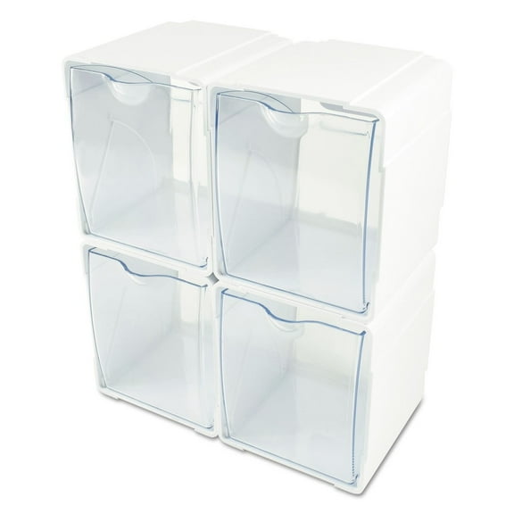 deflecto Next Gen Interlocking Tilt Bin, 4 5/8 x 4 7/8 x 5 1/2, White/Clear