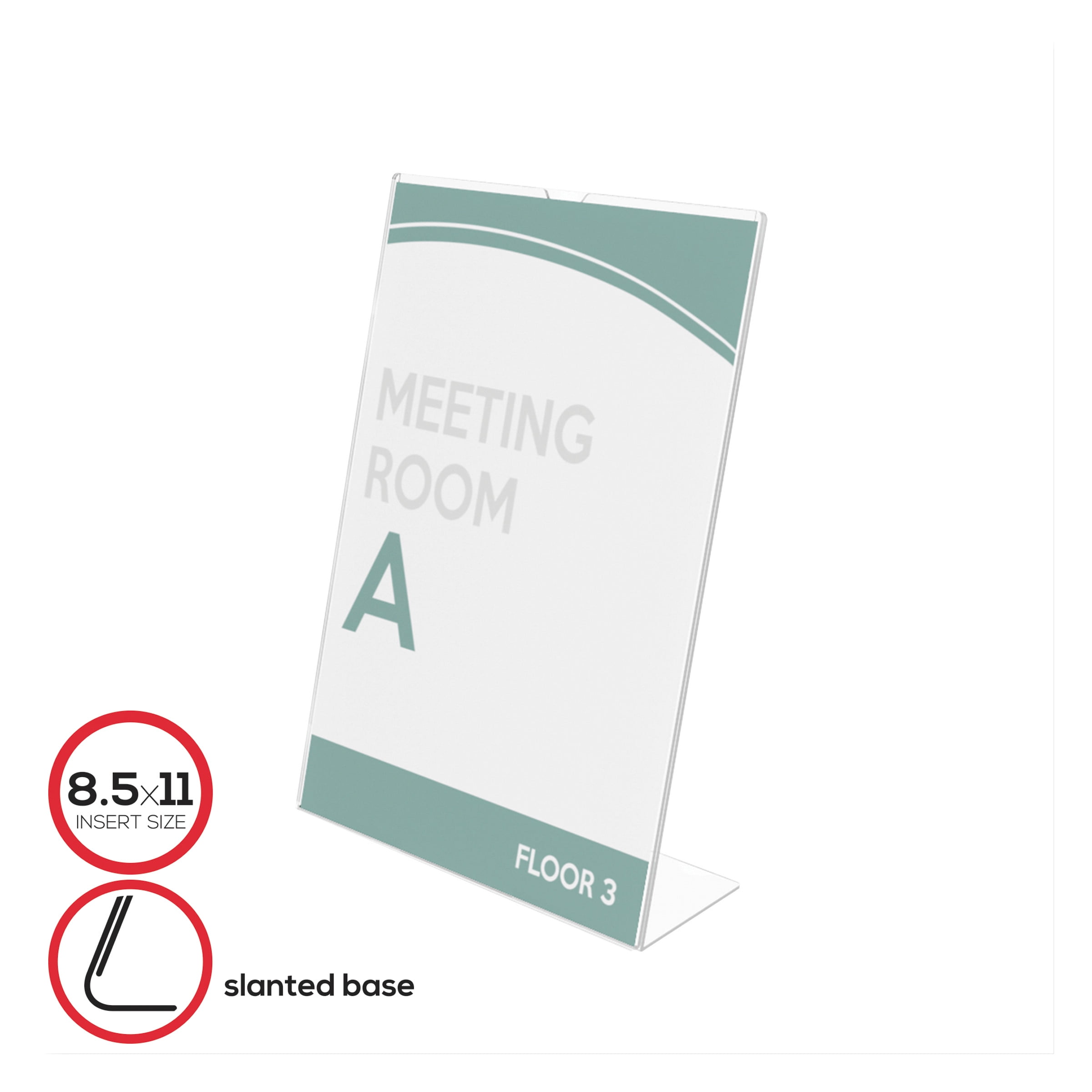 Deflecto Angled Table-Top Sign Holder 2 3/8D x 1 9/16W x1/2H 10