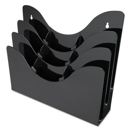 deflecto Three-Tier Document Organizer With Dividers, 14w x 3 1/2d x 11 1/2h, Black