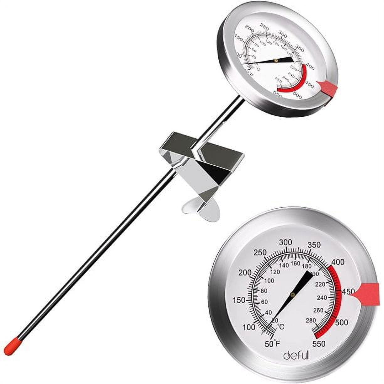 KT THERMO Deep Fry Thermometer With Instant Read,Dial Thermometer,12  Stainless Steel Stem Meat Cooking Thermometer,Best for Turkey,BBQ,Grill