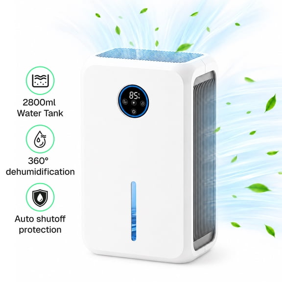 Behome Dehumidifier, 95OZ Dehumidifiers for Home (646 Sq.Ft), Auto Shut off Smart Dehumidifiers for Bedroom Basement Bathroom,White