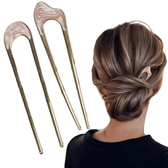 dejupe French Hair Pin, New U-shaped Hair Pins for French Twist Hair, French Hair Sticks Fork for Thick Hair Buns Chignons, Gold Hair Clips Hair Styling Accessories For Women French Roll