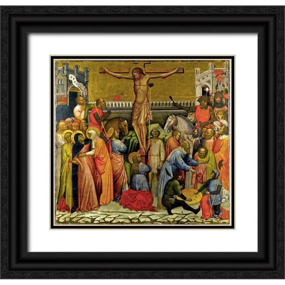 del Fiore, Jacobello 16x15 Black Ornate Wood Framed with Double Matting Museum Art Print Titled - Crucifixion