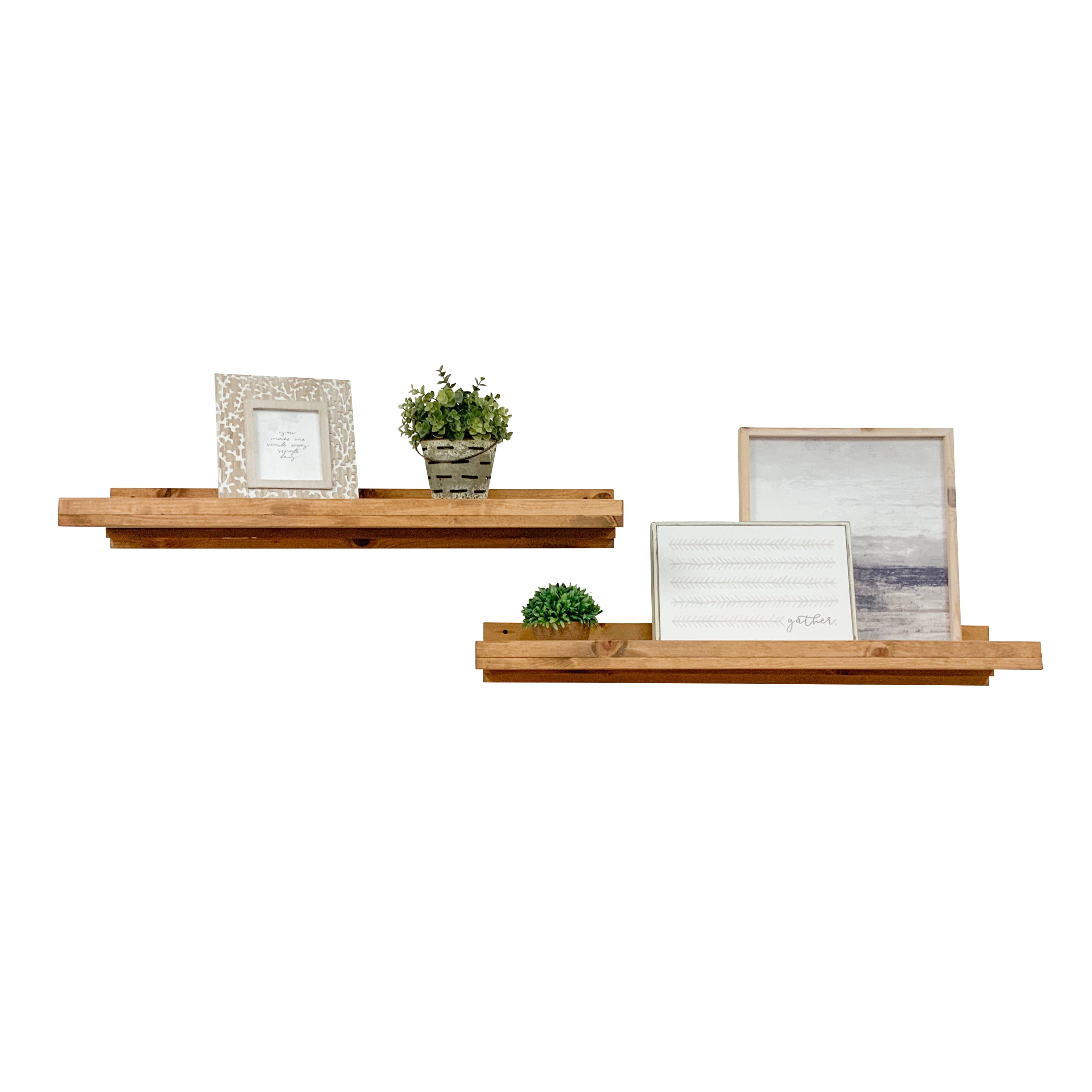 del Hutson Designs 36 Inch Rustic Luxe Wooden Wall Floating Shelves, Walnut