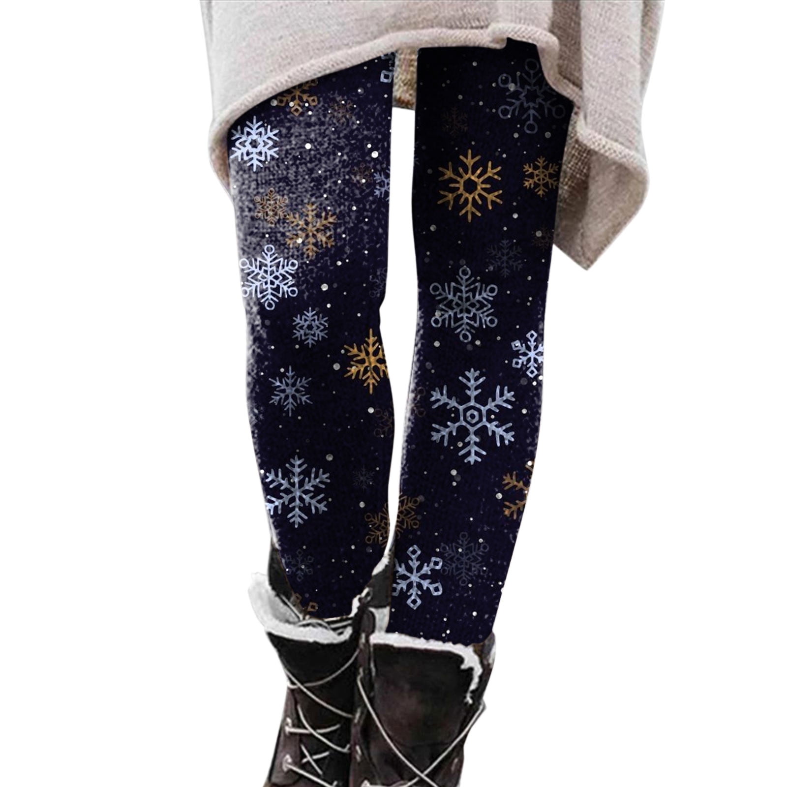 delayuji Legging For Women Super Soft Christmas Snow Warm Leggings