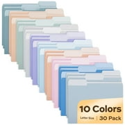Deli File Folders Letter Size 10 Pastel Colors, 100 Pack Manilla Folders 8.5 x 11 1/3-Cut Tabs, Colored File Folders Office Home School for Documents Files