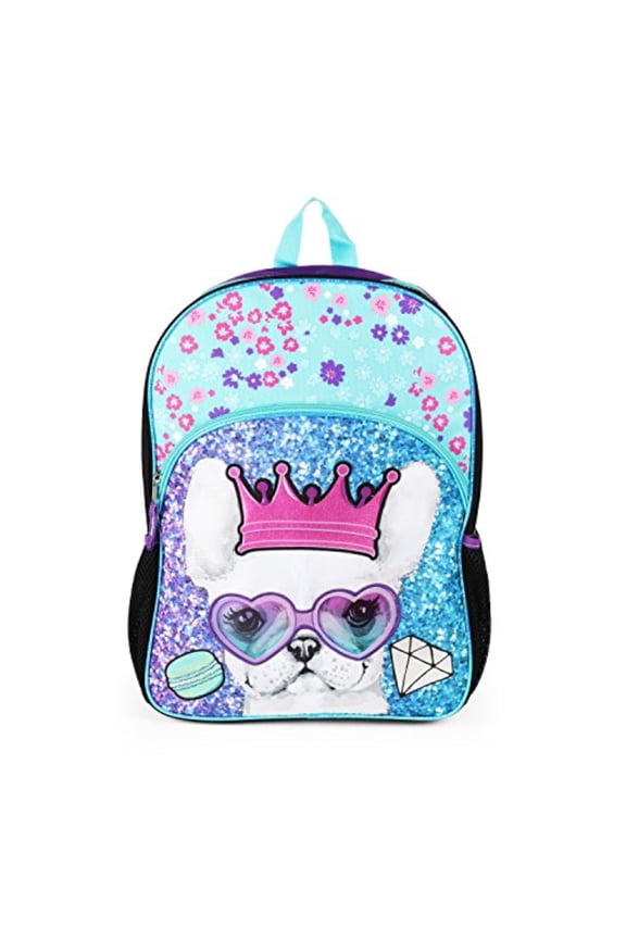 delia' s frencheye patch blue/black 16 inch backpack with side mesh pockets school bag