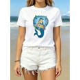 thumbnail image 1 of delicate directional pattern print fashion casual short sleeve spring summer outfit round neck womens t shirt, 1 of 7