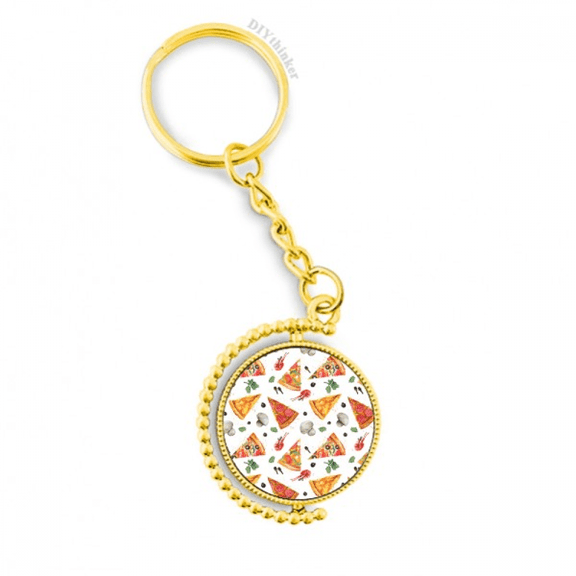 delious food pizza illustration pattern metal connector key chain  accessory en keyholder