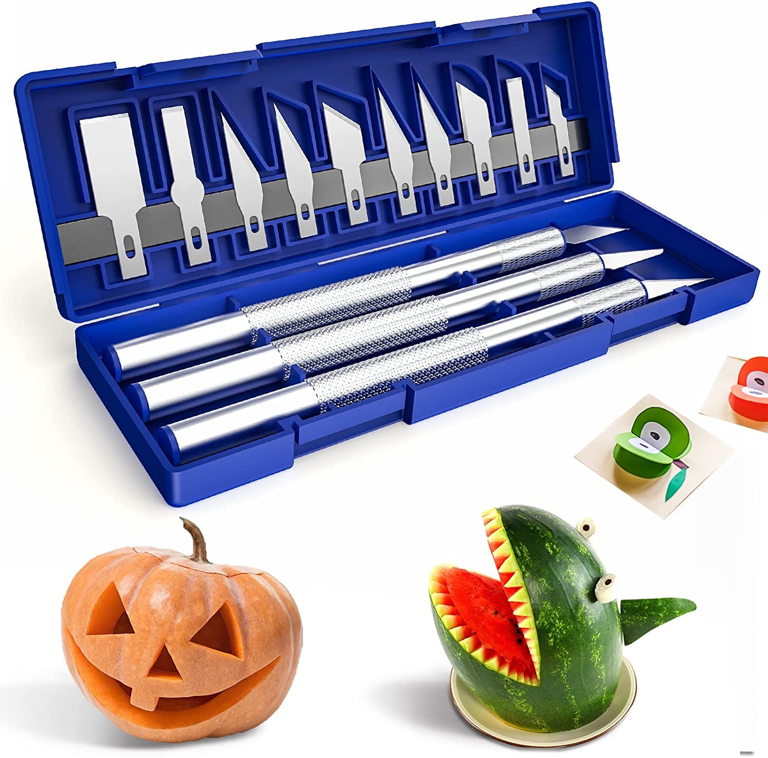 delpattern 16 Pack Craft Hobby Knife Kit, Alloy Steel Utility Art Exacto Knife Set