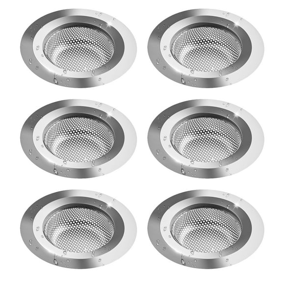 delpattern 6PCS Kitchen Sink Strainer Drain Catches, 4.5" Stainless Steel Drain Strainer, Large Wide Rim Sink Food Catcher, Suit for Sink Stopper and Drain Stopper, Sliver