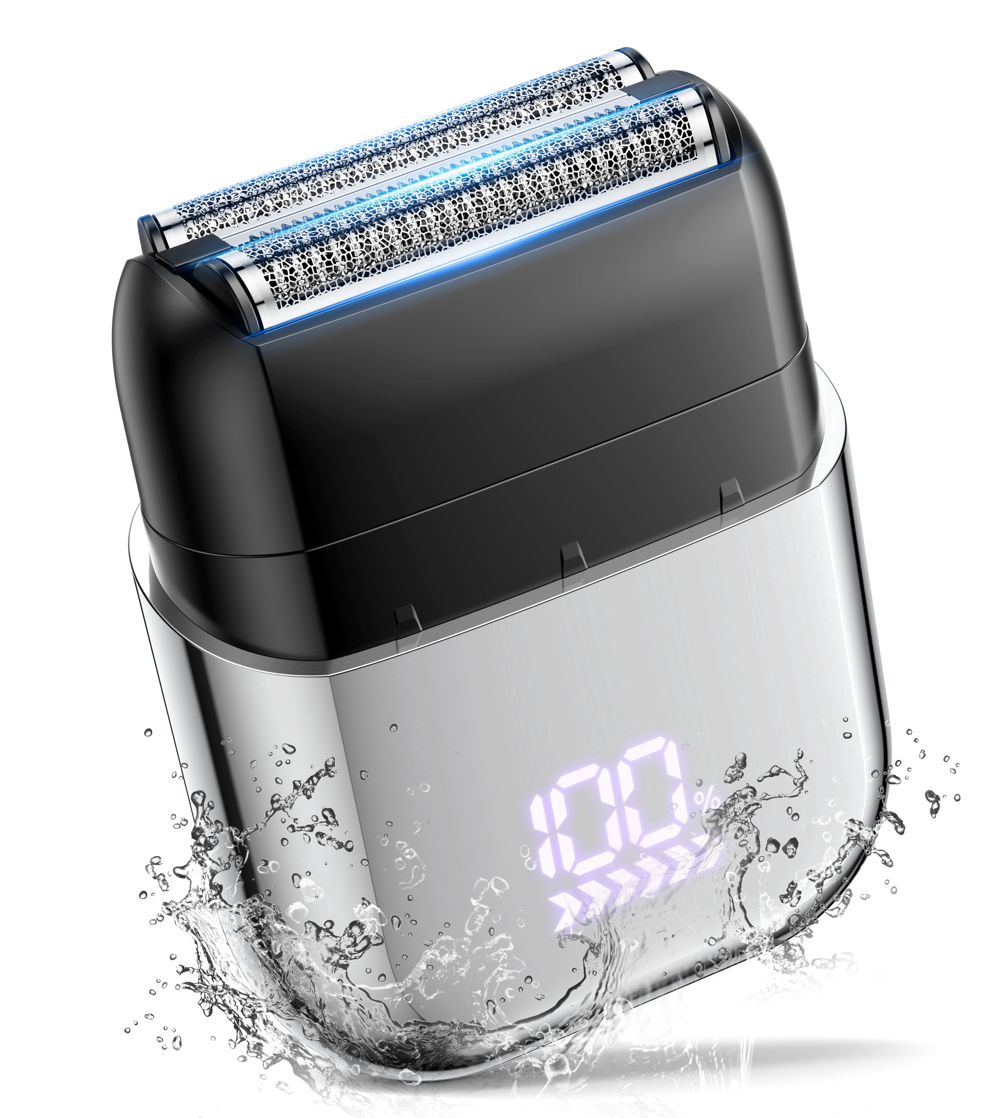 delpattern Electric Razor for Men, Foil Shaver, Mini Cordless Razor, IPX7 Waterproof Wet Dry Shaver, Type C Rechargeable, LED Display, Travel Lock, 100 Minute Runtime