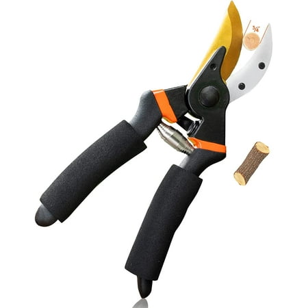 delpattern Garden & Hedge Shears, 8" Pruning Shears, Hedge Clippers with Non-Slip Handle,Titanium Steel Garden Tools