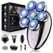 delpattern Head Shavers for Bald Men, Magnetic Electric Razor, 7D Rotary Shaver 5 in 1 Grooming Kit, IPX7 Waterproof, Wet/Dry, LED Display, Rechargeable, Cordless