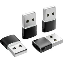 delpattern USB C Female to USB A Male Adapter,Type A Charger Cable Power Converter, 4 Pack, Black