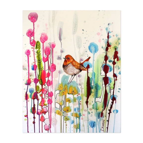 demander son chemin - Painting Watercolor Bird Botanical Floral Nature Wildlife Illustration Unframed Wall Art Print 30 x 40 inches