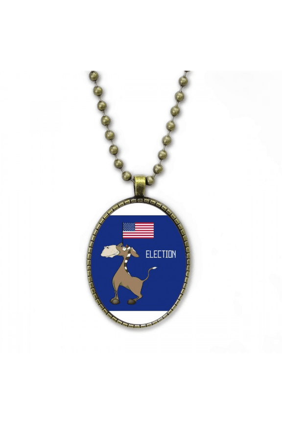 democratic donkey raise flag election necklace vintage chain bead pendant jewelry collection