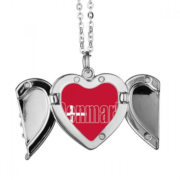 denmark country flag name angel wings necklpendant fashion