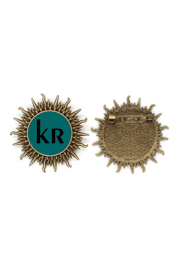 denmark currency symbol kr metall sonne brosche haken pin