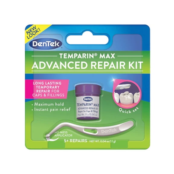 dentek temparin max lost filling and loose cap repair kit | one step formula | 5+ repairs | 0.04 ounces | 1-pack