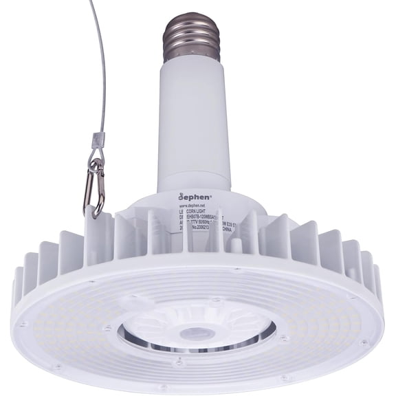 dephen 120W UFO LED Light Bulb with E39 Mogul Base Extender, 5700K High Bay Corn Light Compatible with Motion Sensor, 18600Lm Corn Bulb Replacement for 400W MH/HPS/HID, IP64,Aluminum,UL-Listed