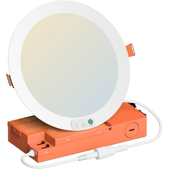 dephen 6 Inch LED Emergency Recessed Light with 90 Min Battery Backup, 5CCT 2700-5000K Ultra-Thin Round Downlight, 9W/12W/15W Tunable Commercial Ceiling Lighting