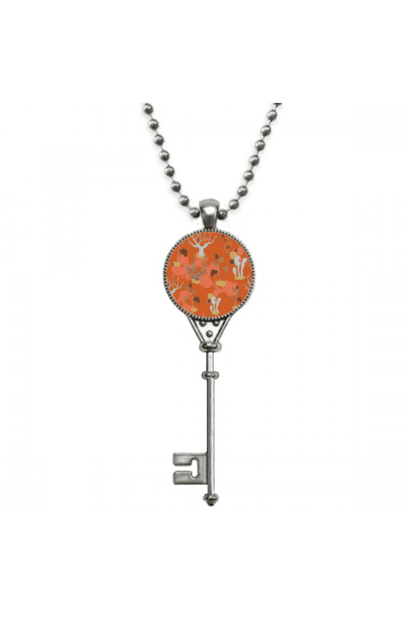 desert cactus savanna orange trees pendant vintage necklsilver key jewelry