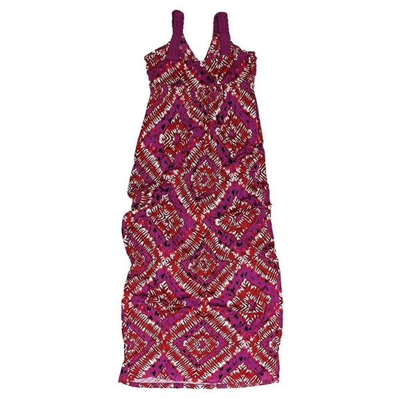 design history ladies' v-neck maxi dress (s, grape poppy)
