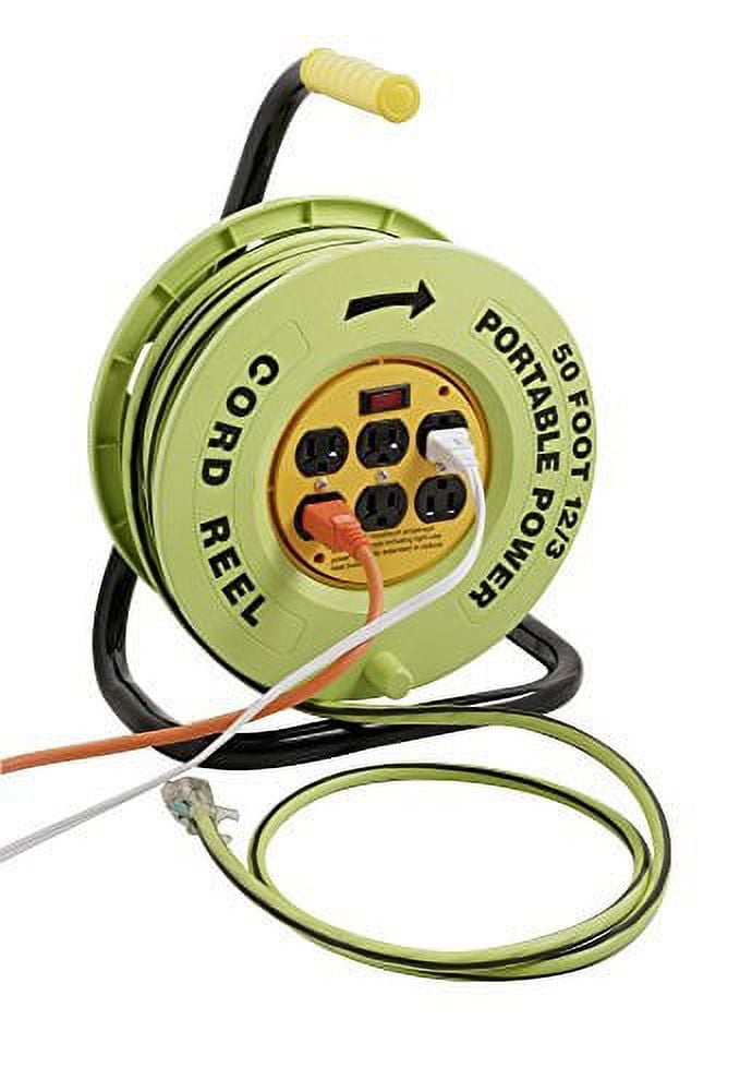 designers edge e-238 power stations 12/3-gauge cord reel with 6 outlets, 50-foot  