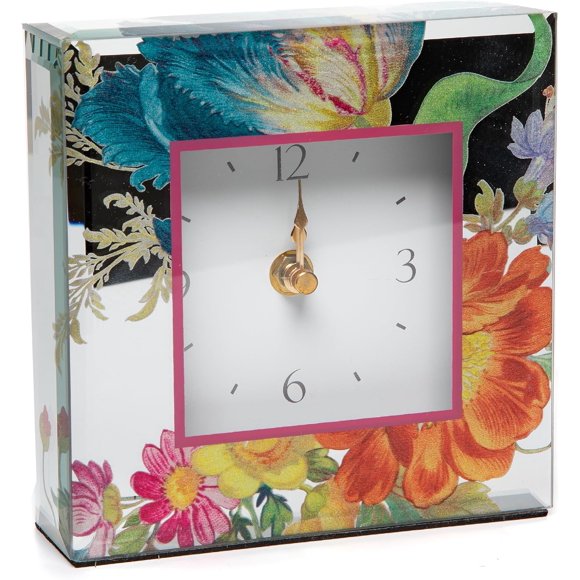 **desk clock, decorative clock for kitchen and living room, flower market reflections