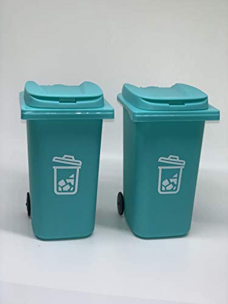 Mini Blue Plastic Wheeled Recycle Bin Set