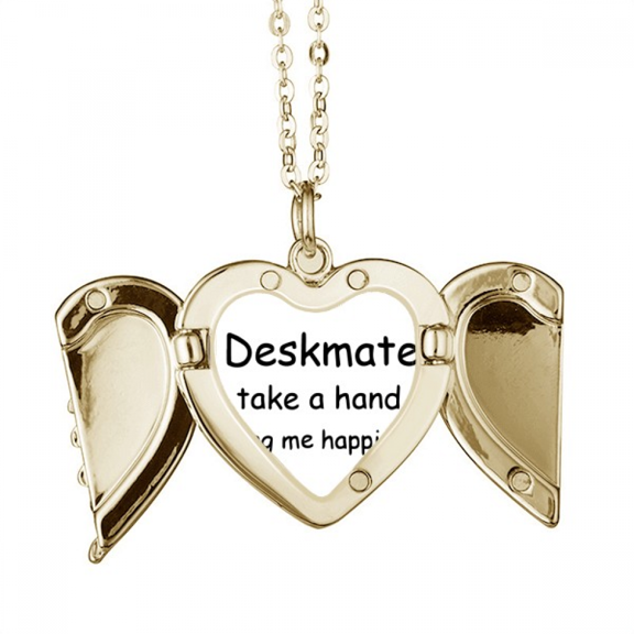 deskmate take a hand b me happiness folded wings peach heart pendant necklace