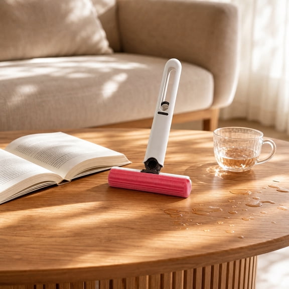 desktop mini mop sponge cleaning tool | handheld folding self-squeezing mini mop for tables windows countertops | portable wet dry scrubber for home car RV office