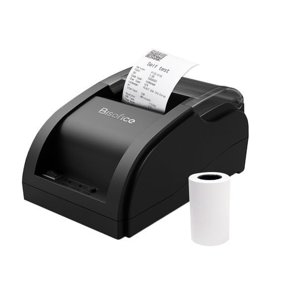 desktop printer for pc For Bisofice Desktop 58mm Thermal Receipt Printer Wireless Barcode Printer USB+BT Connections with 1 Roll Paper Inside Support ESC Command Cashbox Connecting Compatible with