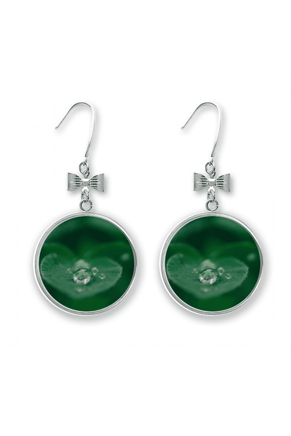dewdrop nature picture bow earrings drop stud pierced hook