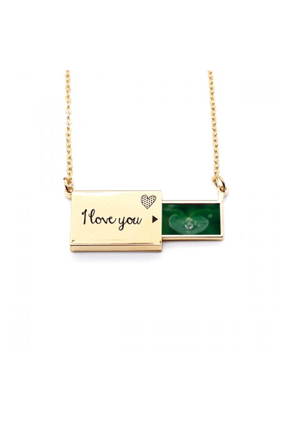 dewdrop nature picture letter envelope necklace pendant jewelry