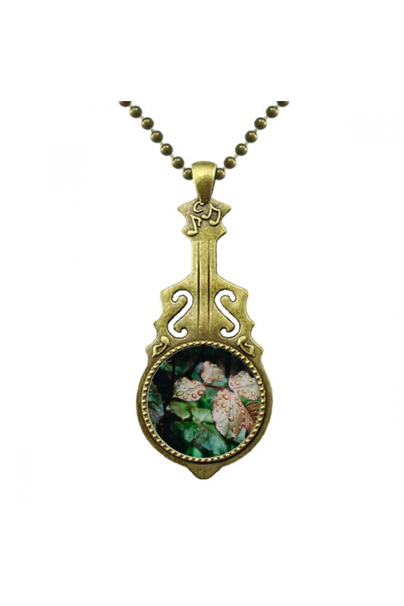 dewdrop nature picture necklace antique guitar jewelry music pendant