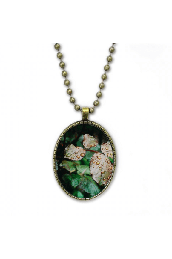 dewdrop nature picture necklace vintage chain bead pendant jewelry collection