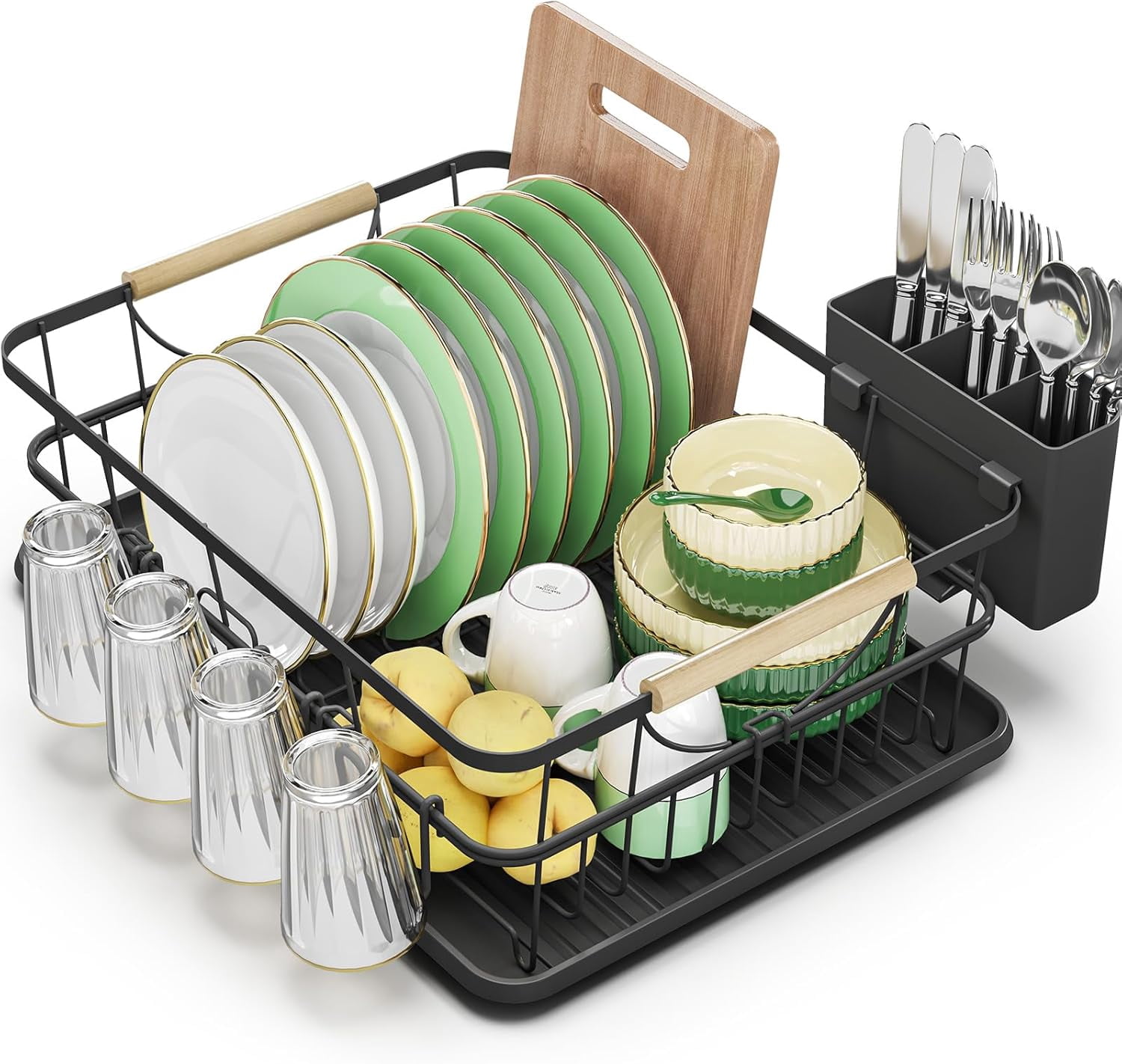 dfsfru Dish Drying Rack High-Sided Dish Rack for Kitchen Counter Dish ...