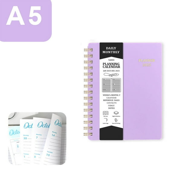 dfutuy A5 Ring Binder Notepad Loose Leaf Agenda Notebook Hard Coil Notebook 2025 Sale