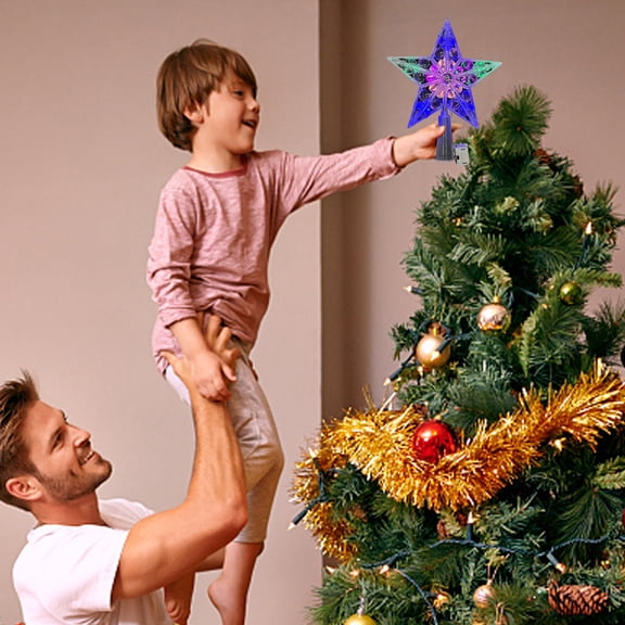 dfutuy Christmas Tree Transparent Belt Light Five-pointed Star Decoration Supplies Christmas New Luminous Christmas Tree Decoration Supplies 6.7in