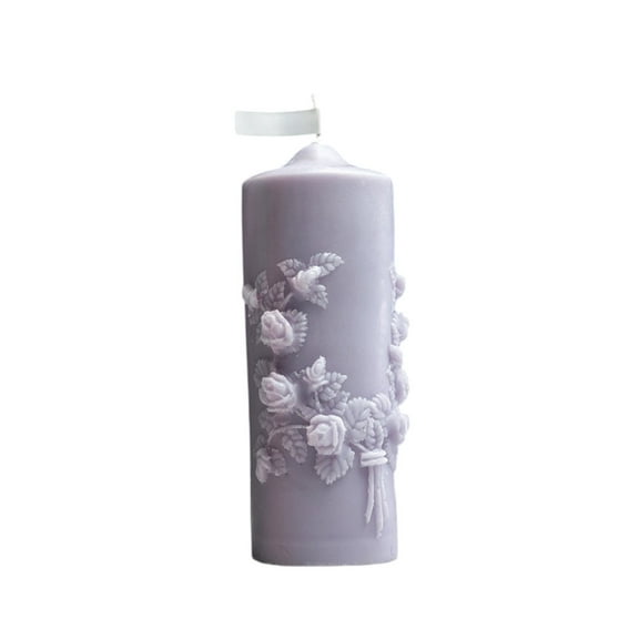 dfutuy Embossed Rose Flower Column Aromatherapy Candle Valentine's Day Candle Suitable for Bedroom Living Room Toilet Holiday Gift 2025 Sale